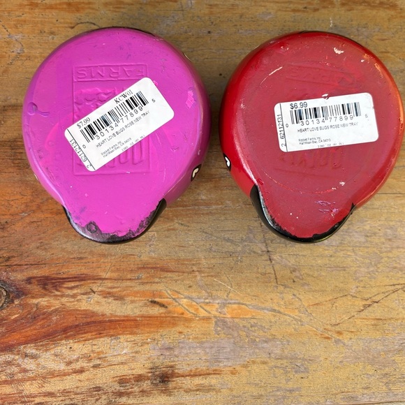 Set of 2 Rocket Farms Lovebugs Ladybugs Mini Planters Purple & Red with Hearts - Picture 6 of 8